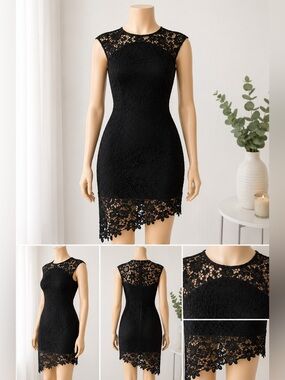 Bebe Black Lace Cocktail Dress | Elegant Sleeveless Mini